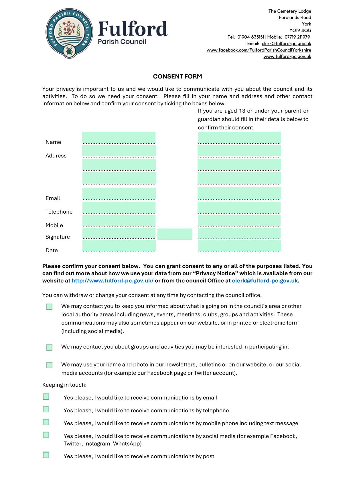 Consent Form screenshot
