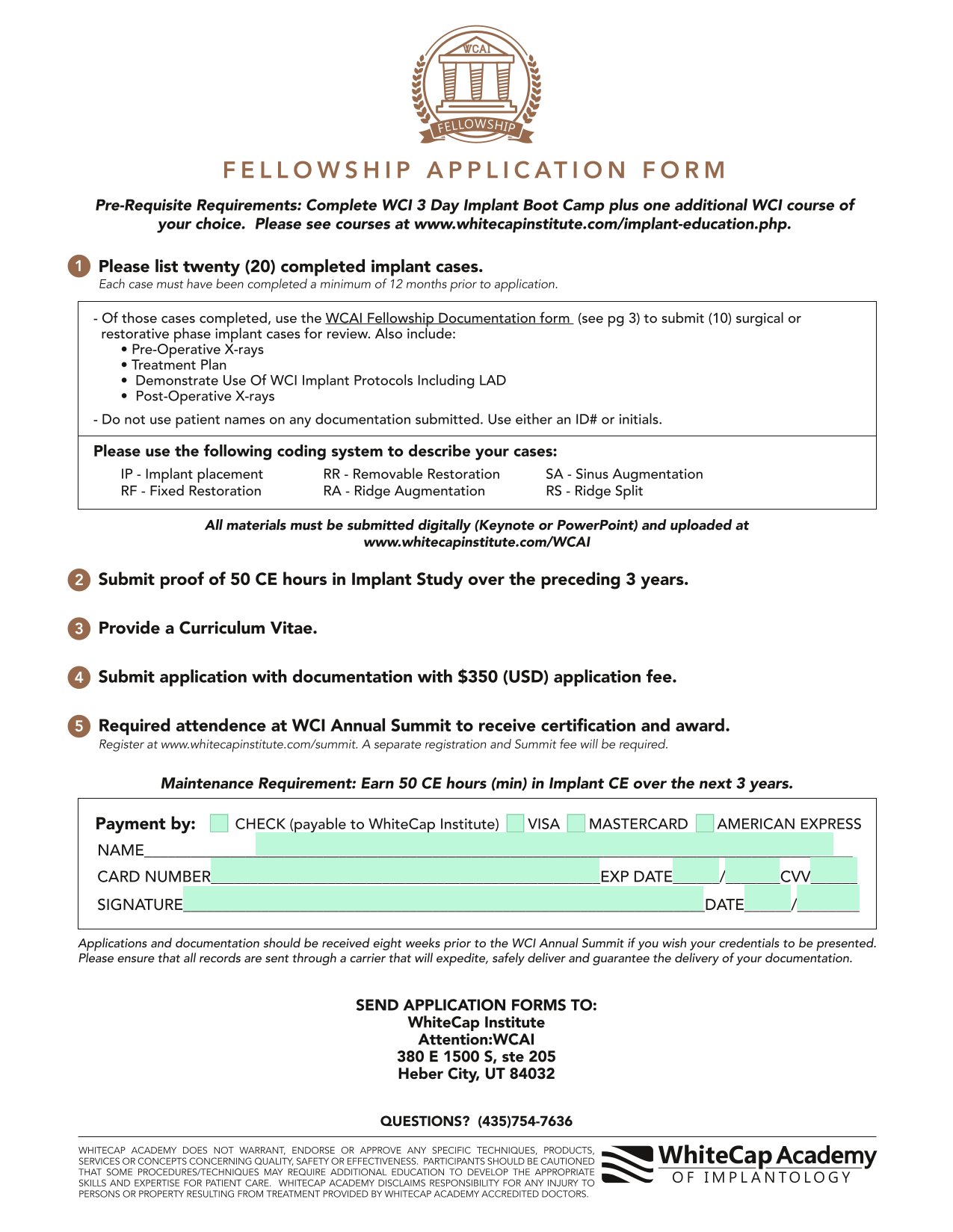 Fellowship Application Form screenshot