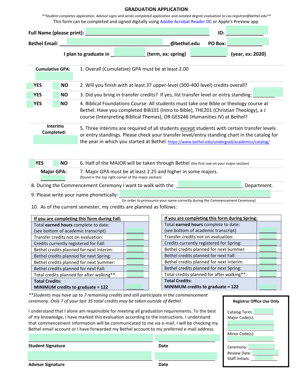 Graduation Application screenshot