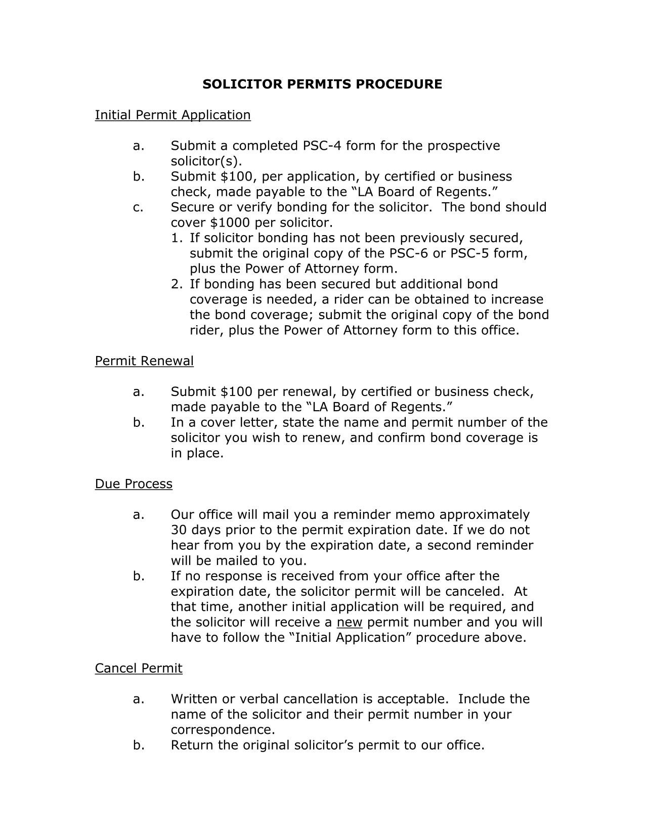 Solicitor Permits Procedure screenshot