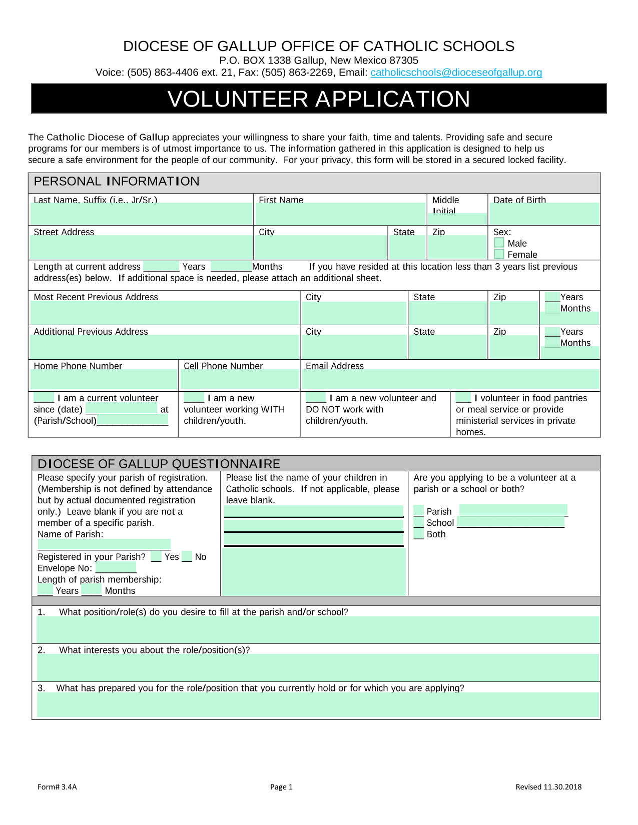 Volunteer Application screenshot