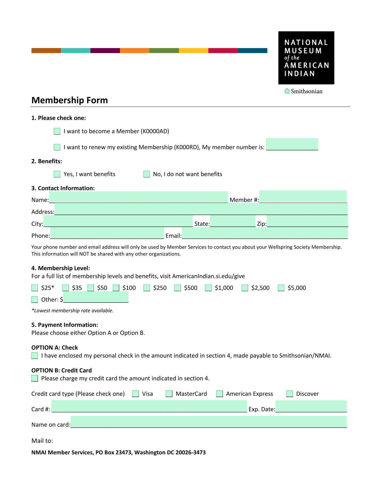 Membership Form screenshot