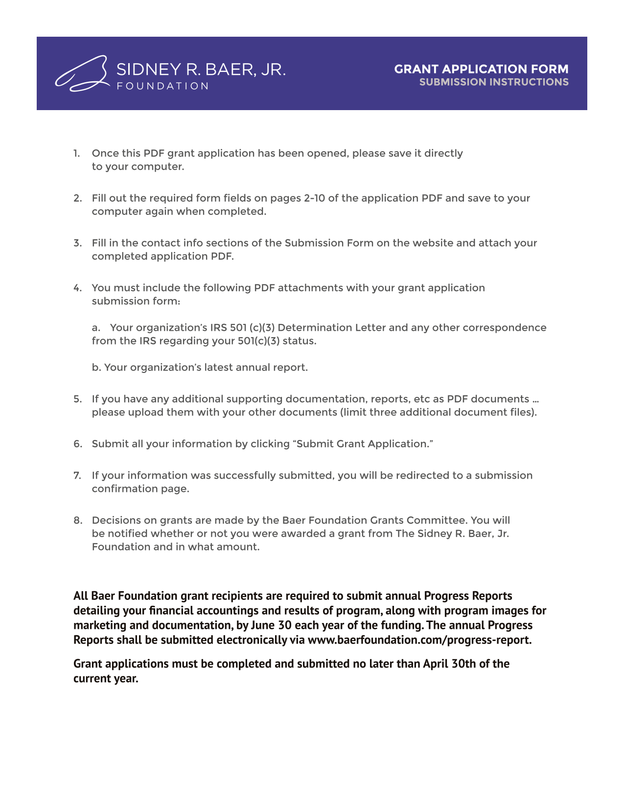 GRANT APPLICATION FORM screenshot