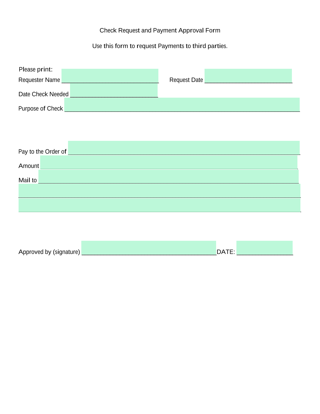 Check Request And Payment Approval Form screenshot