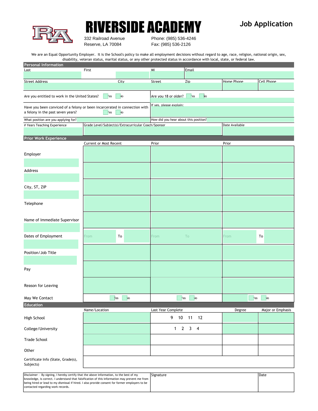 Job Application screenshot