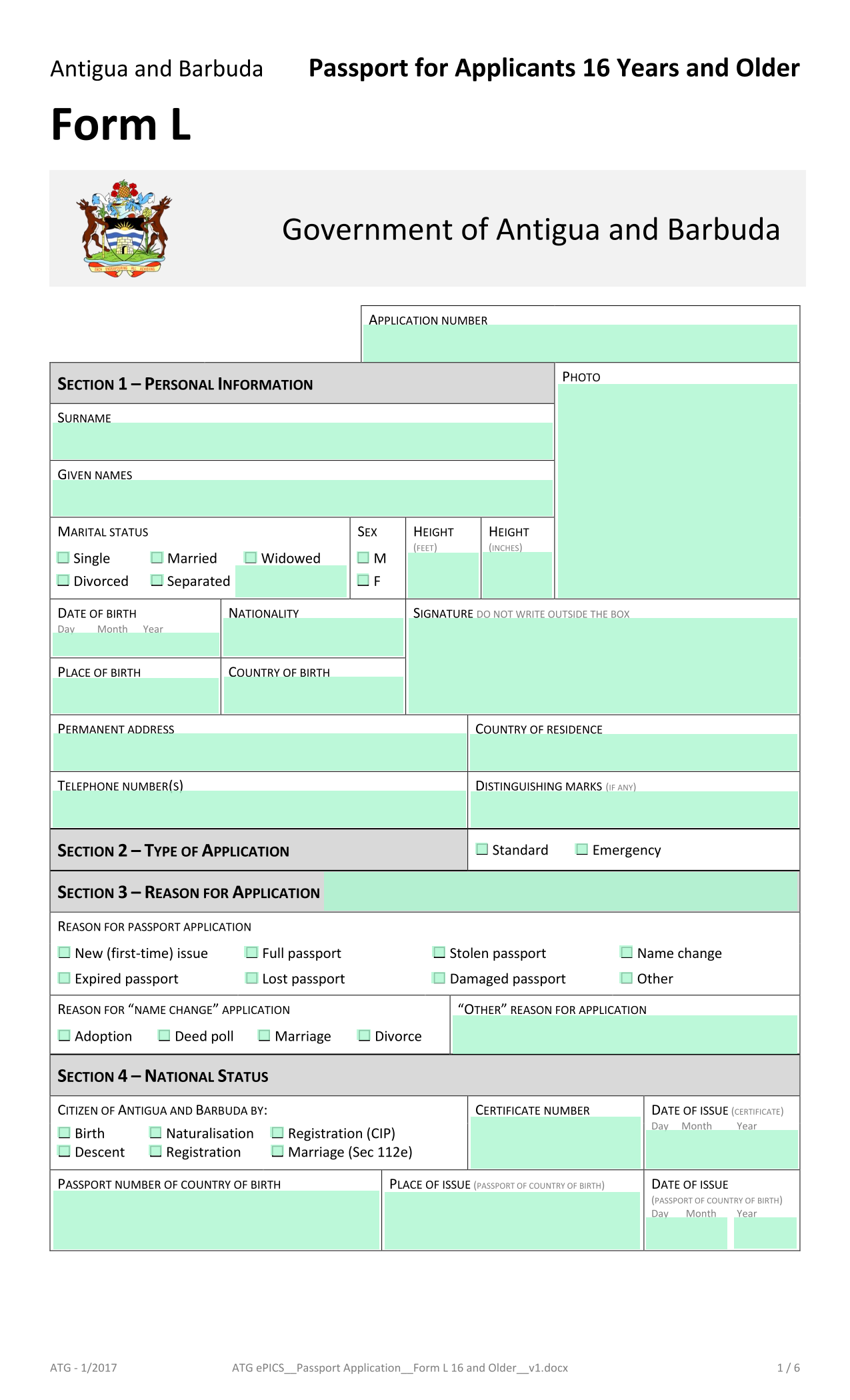Antigua And Barbuda Passport For Applicants 16 Years And Older