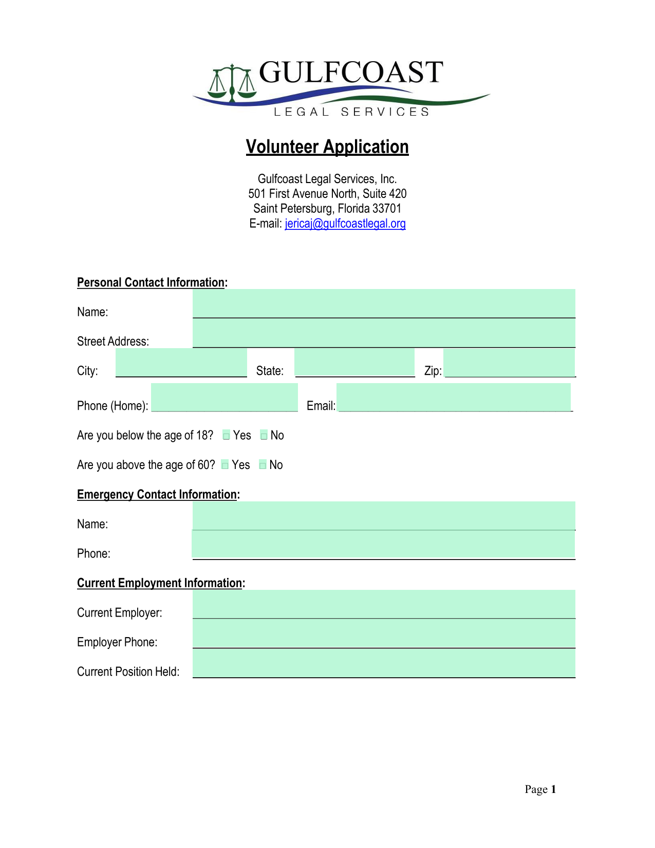 Volunteer Application screenshot