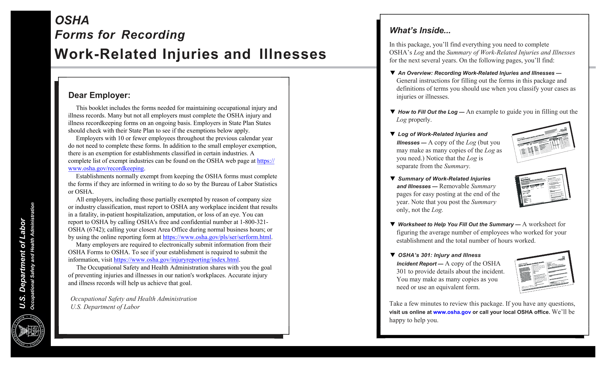 OSHA Forms For Recording Work Related Injuries  Illnesses screenshot