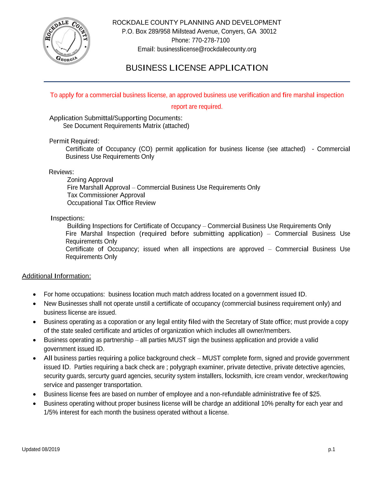 BUSINESS LICENSE APPLICATION screenshot