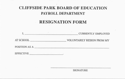 RESIGNATION FORM screenshot