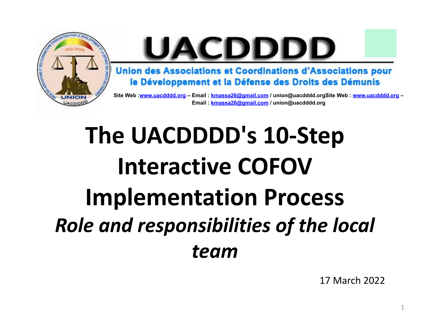 UACDDDDS 10 Step Interactive COFOV Implementation Process screenshot