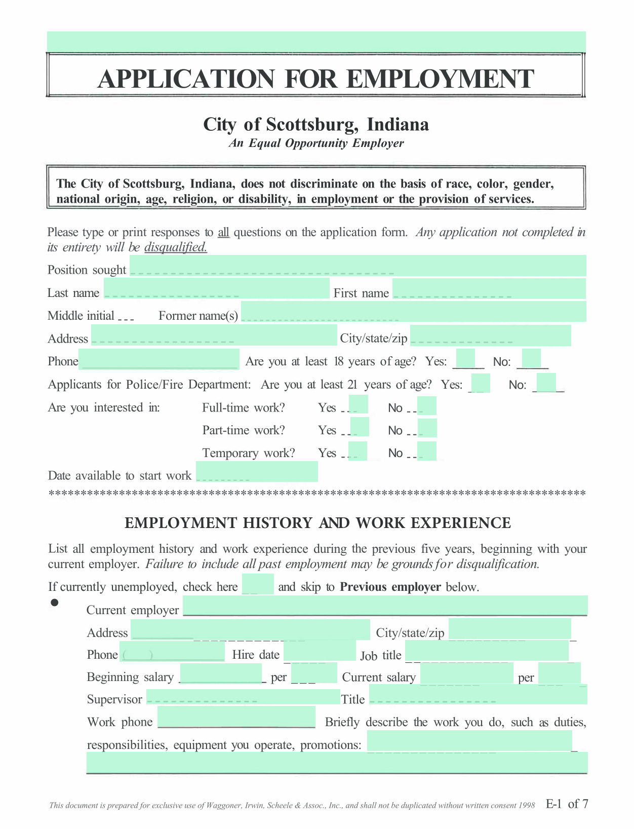 Application For Employment screenshot