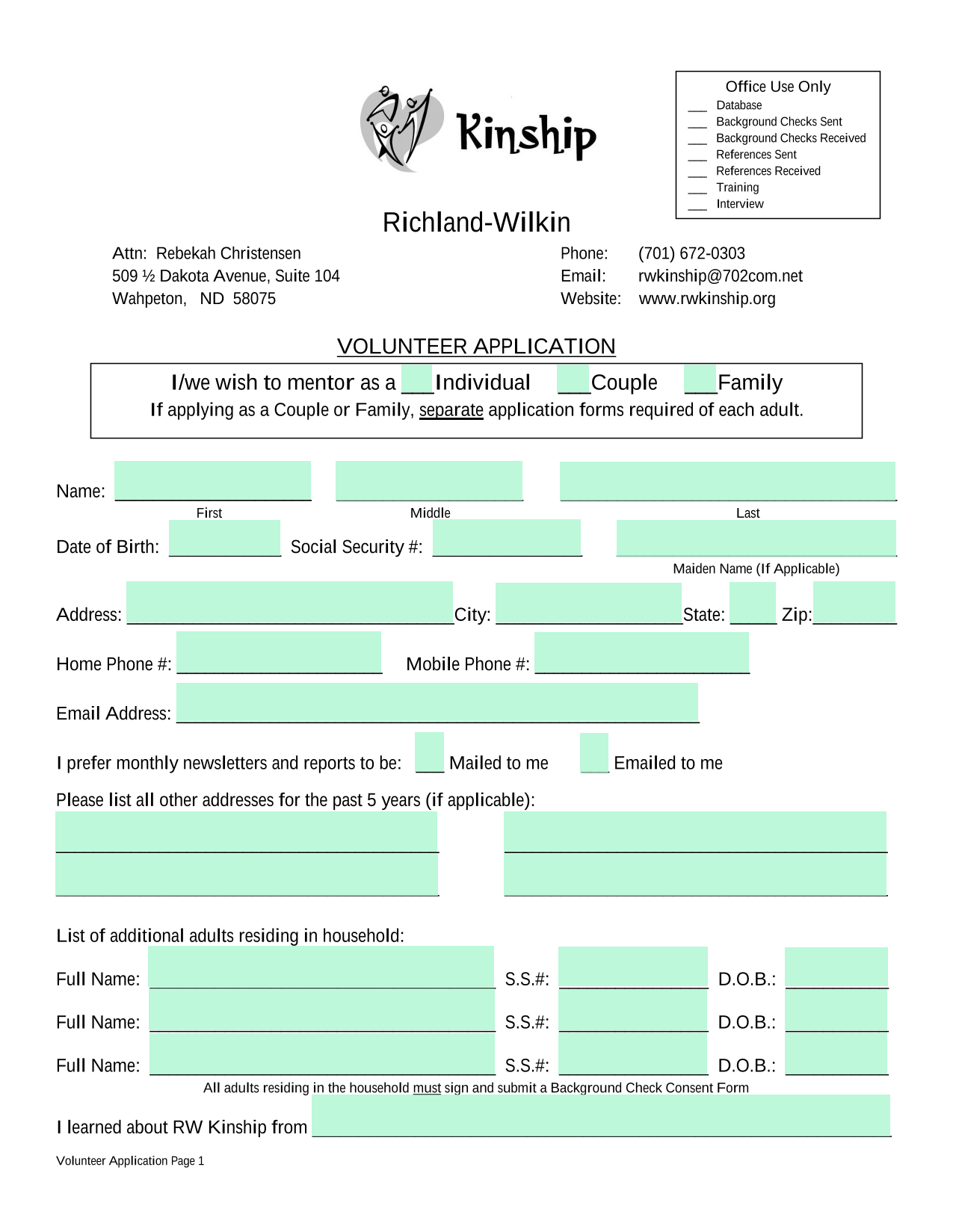 Volunteer Application screenshot