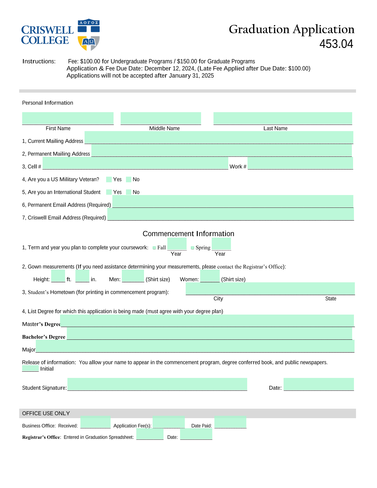 Graduation Application screenshot