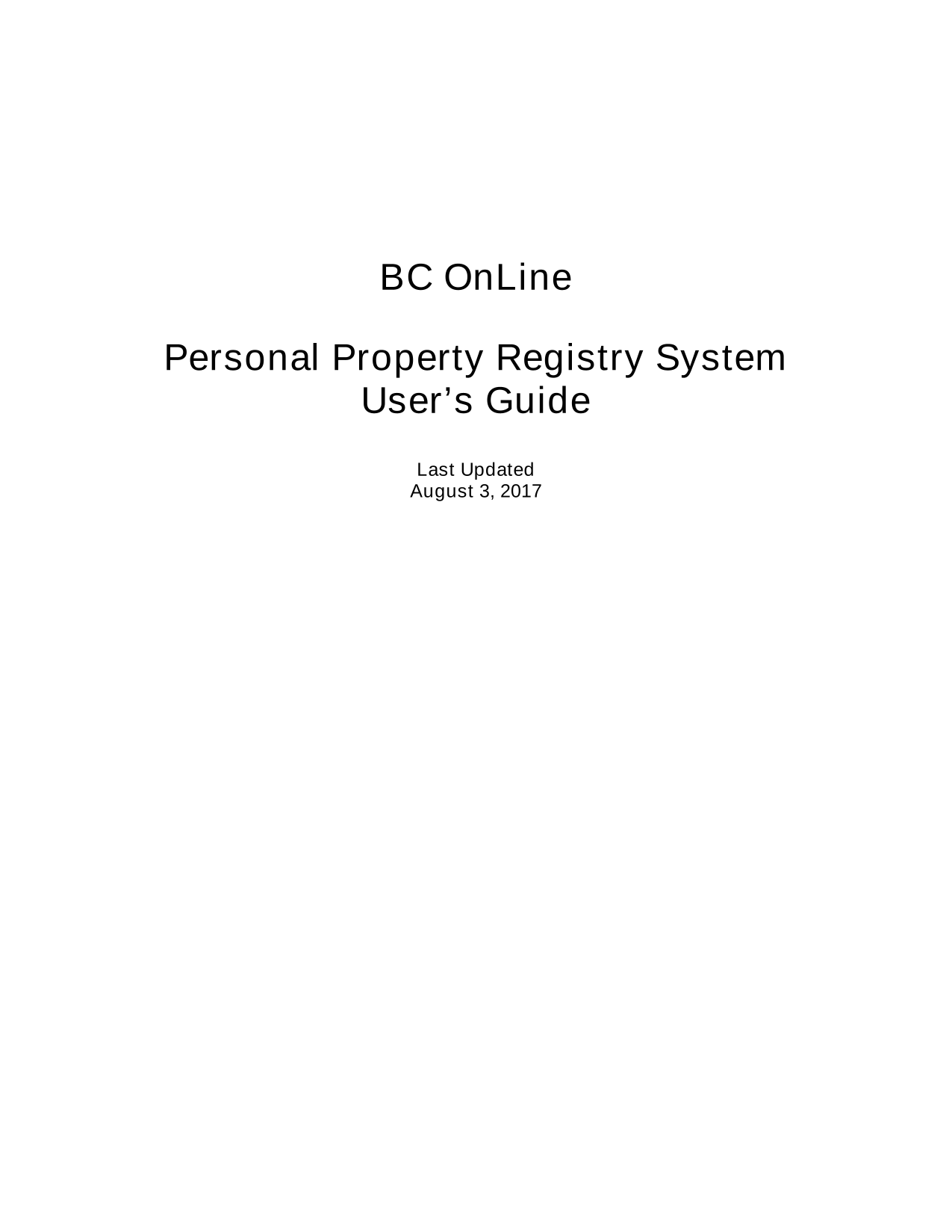 BC OnLine Personal Property Registry System UserS Guide screenshot