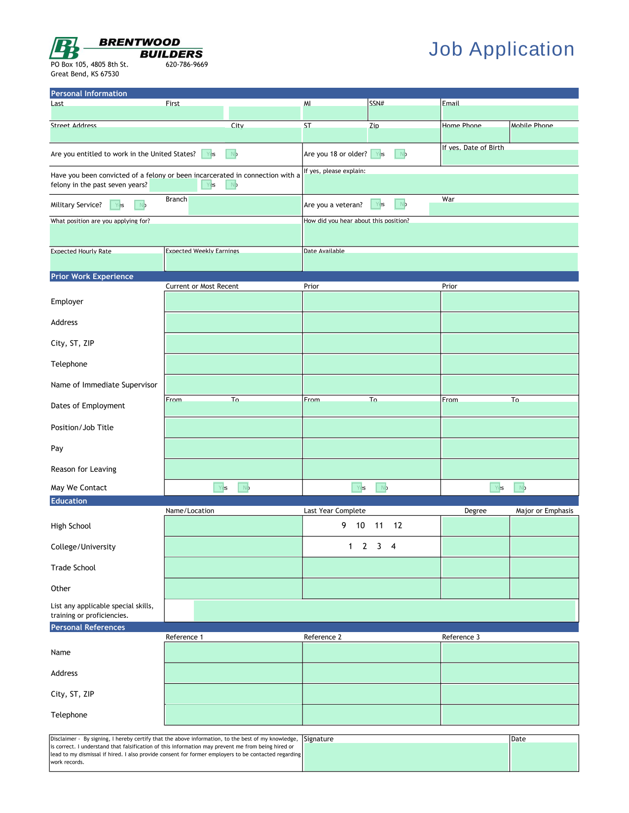 Job Application screenshot