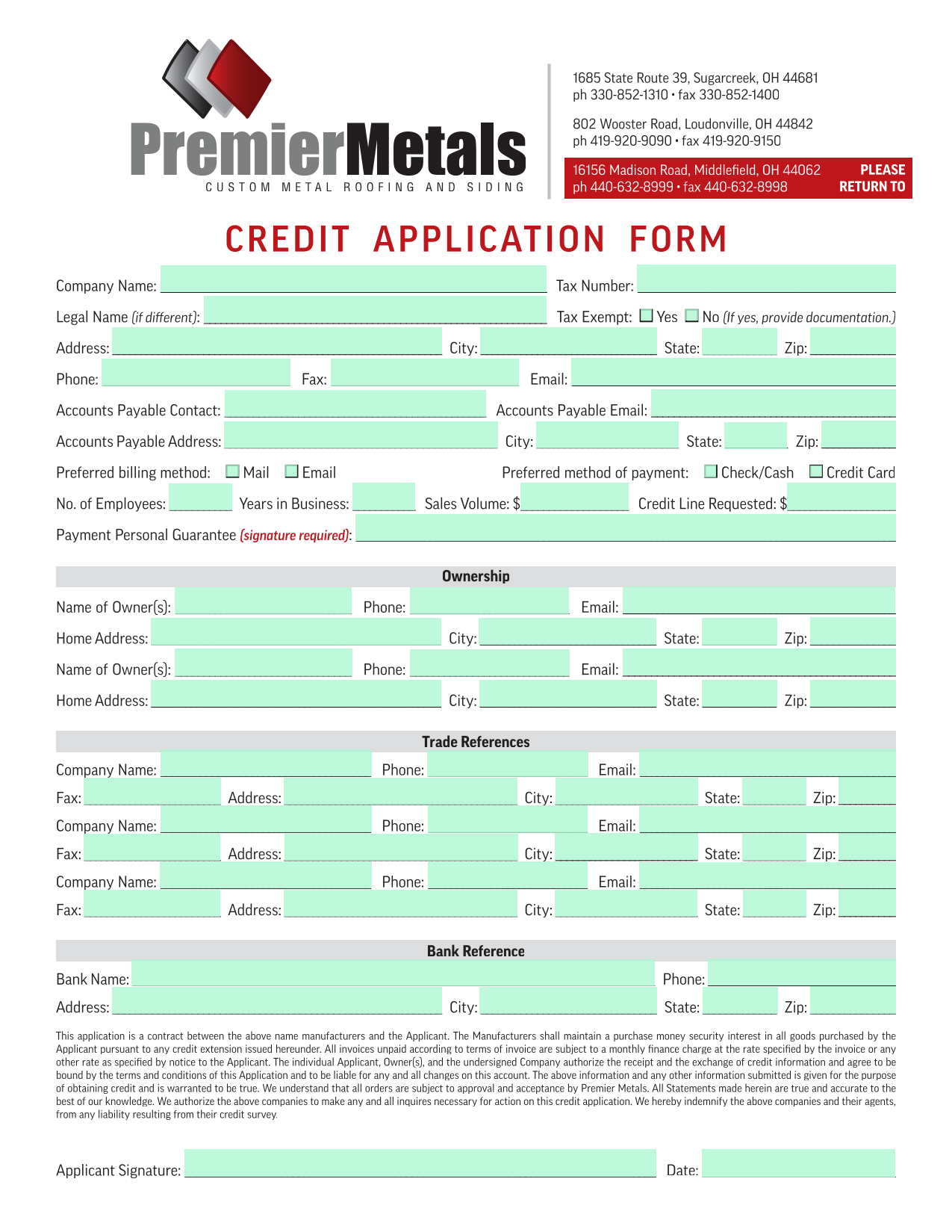 Credit Application screenshot