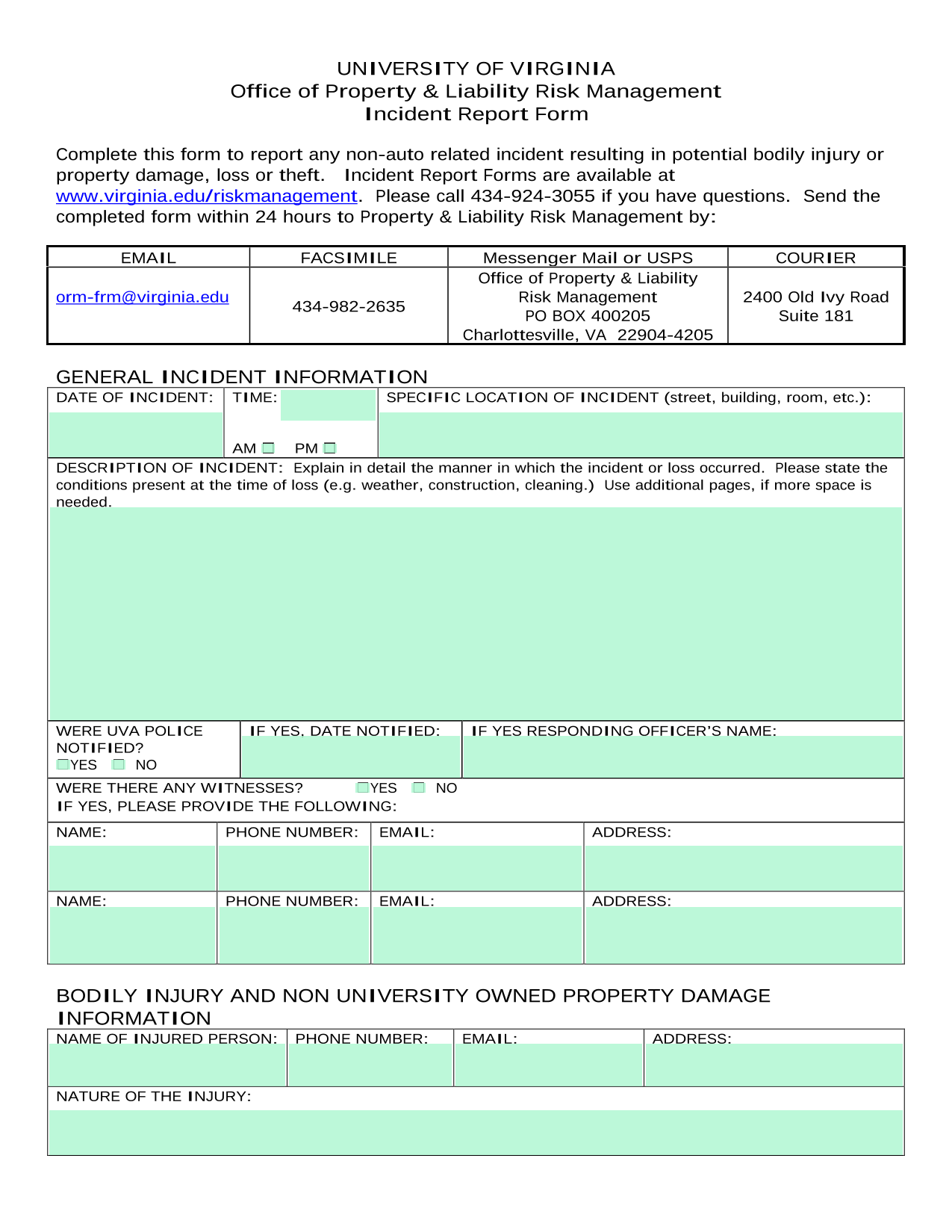 Incident Report Form screenshot