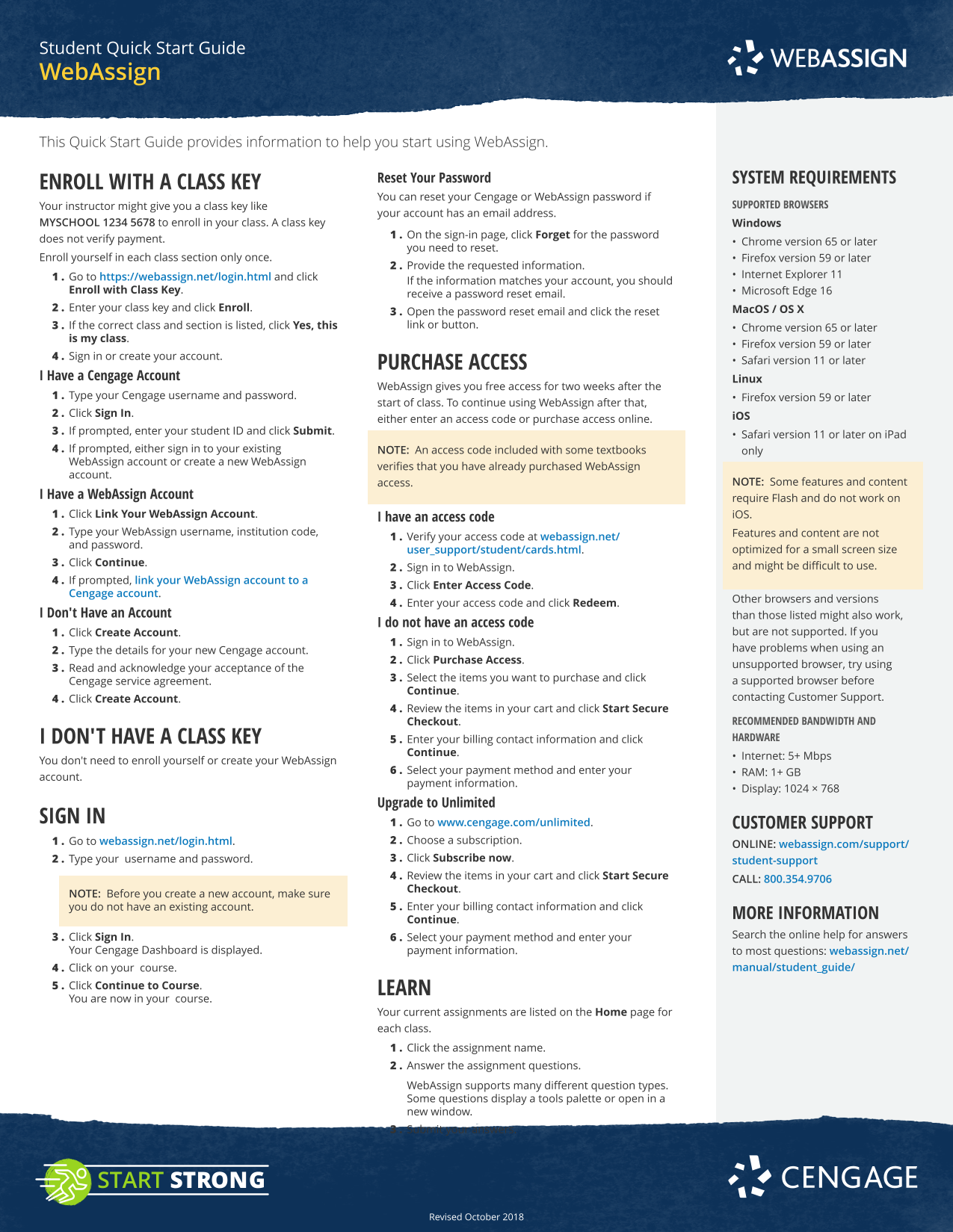 Student Quick Start Guide screenshot