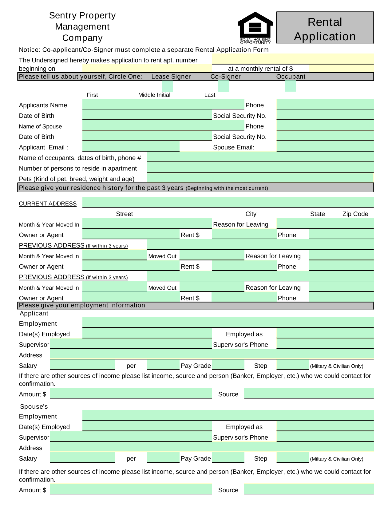 Rental Application screenshot