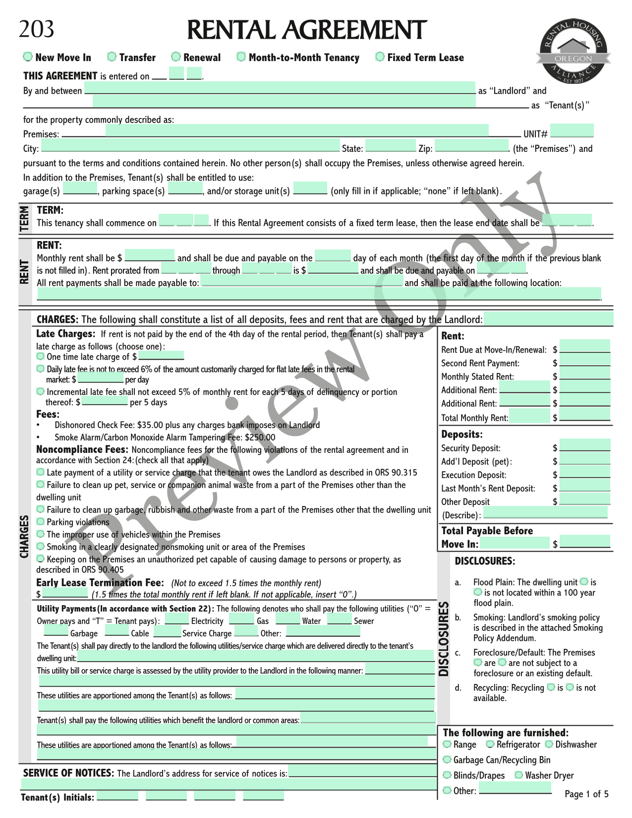 RENTAL AGREEMENT screenshot