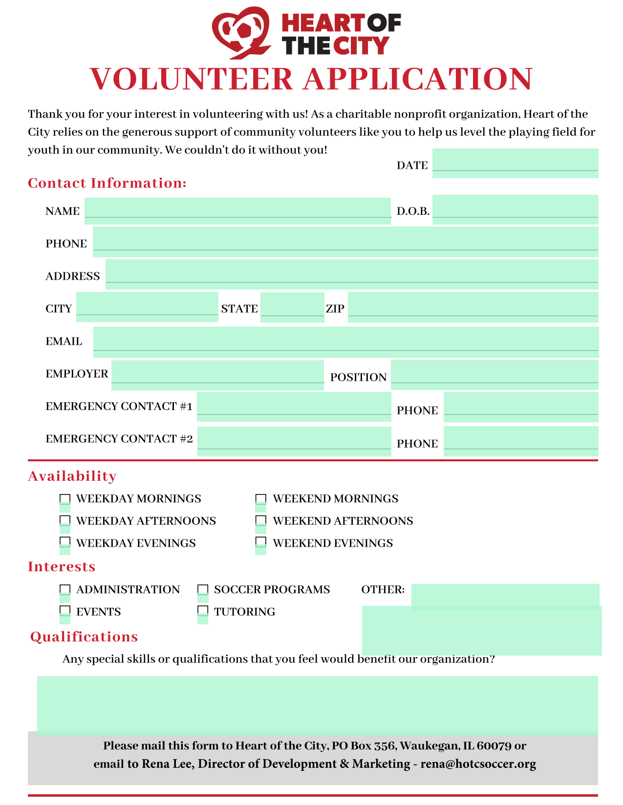VOLUNTEER APPLICATION screenshot
