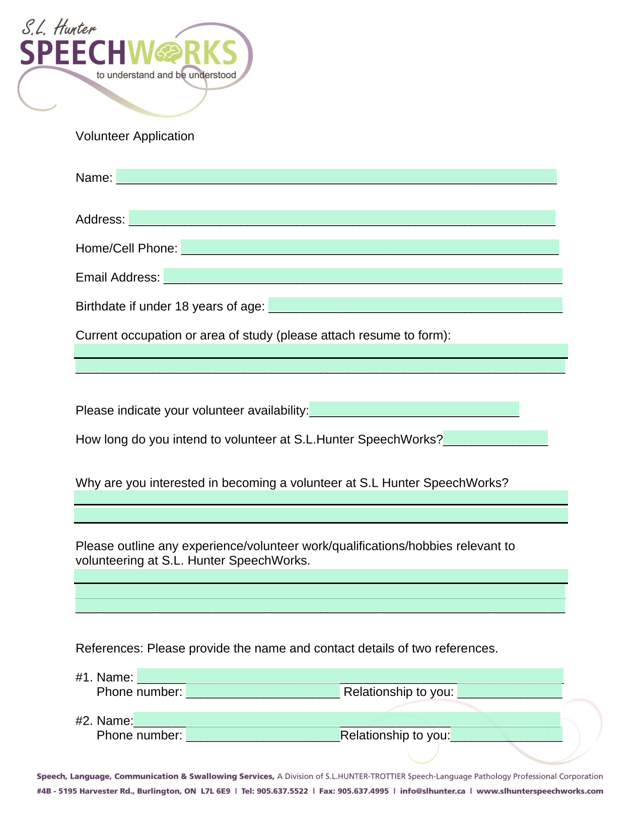Volunteer Application screenshot