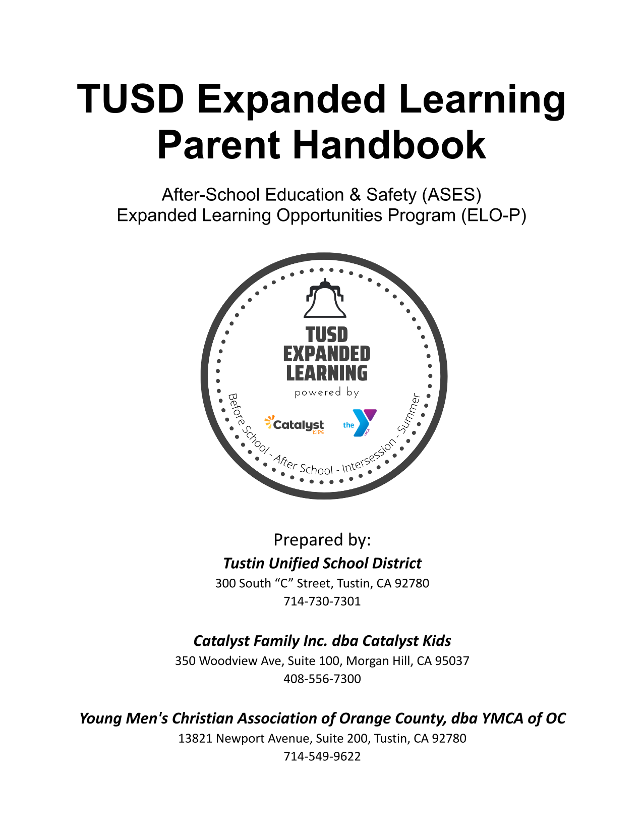 TUSD Expanded Learning Parent Handbook screenshot