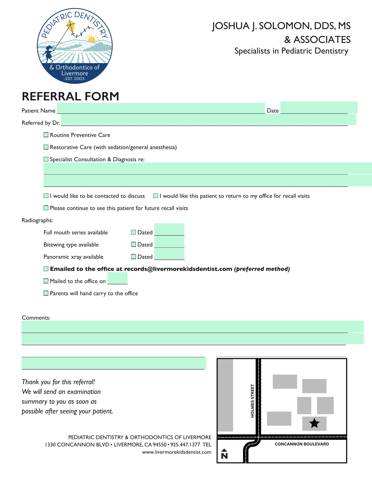 Referral Form screenshot