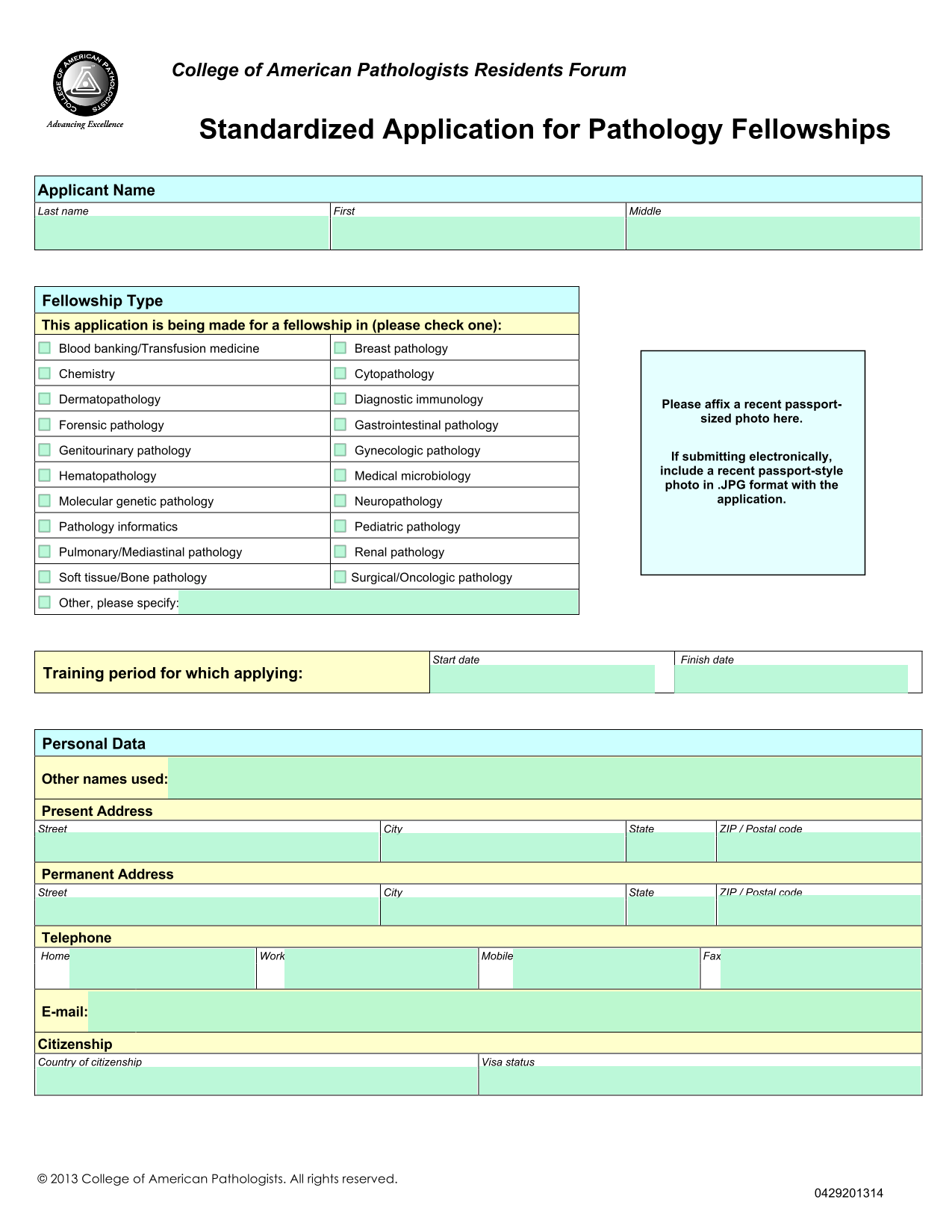 Standardized Application For Pathology Fellowships screenshot