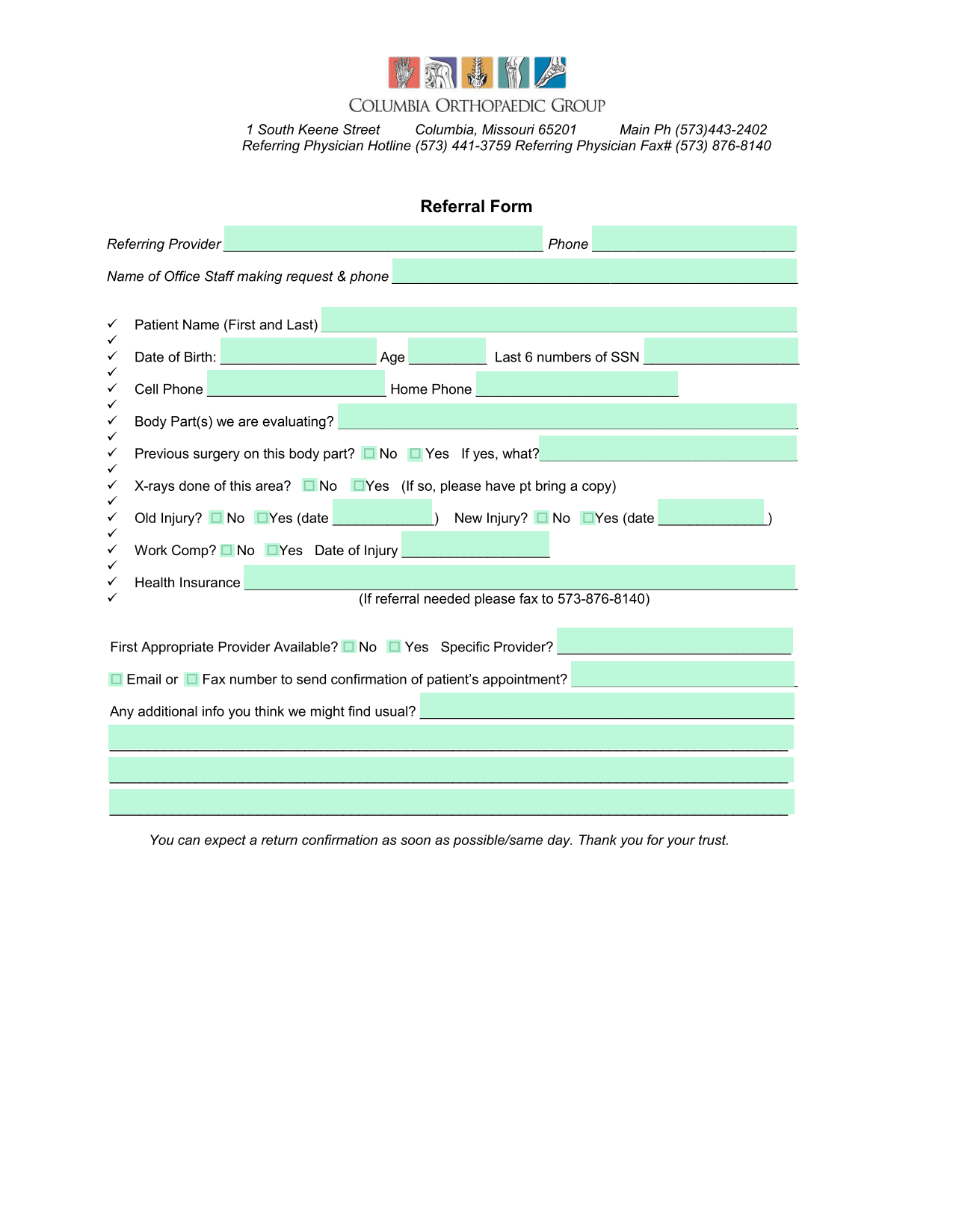 Referral Form screenshot