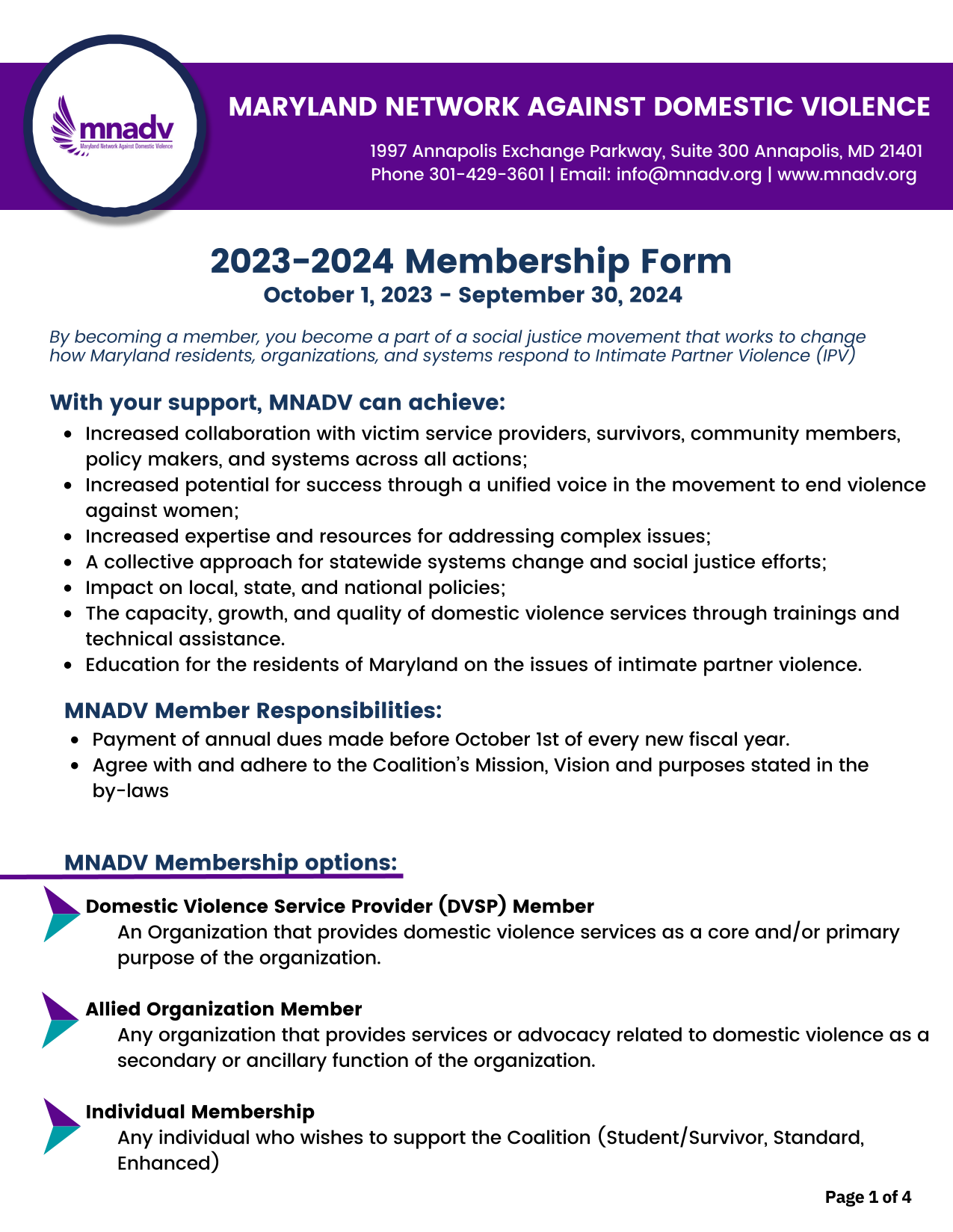 2023 2024 Membership Form screenshot