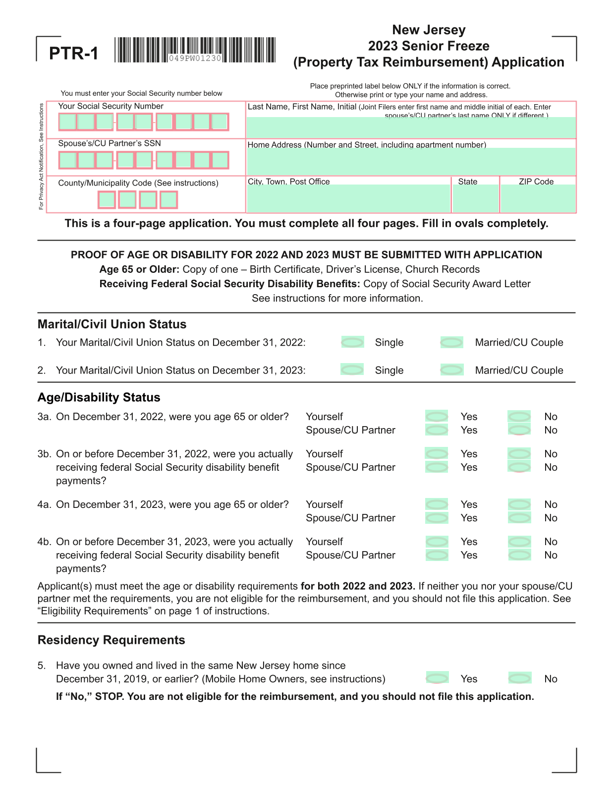 Proof Of Age Or Disability Application screenshot