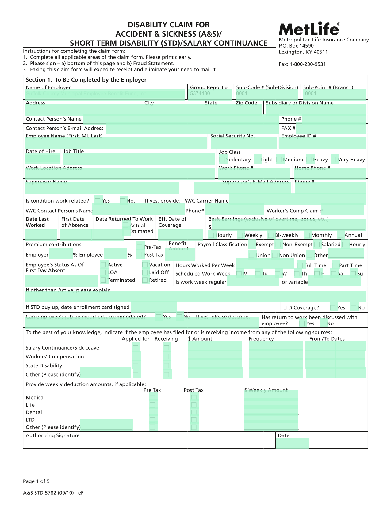 Disability Claim For Accident  SicknessShort Term DisabilitySalary Continuance screenshot