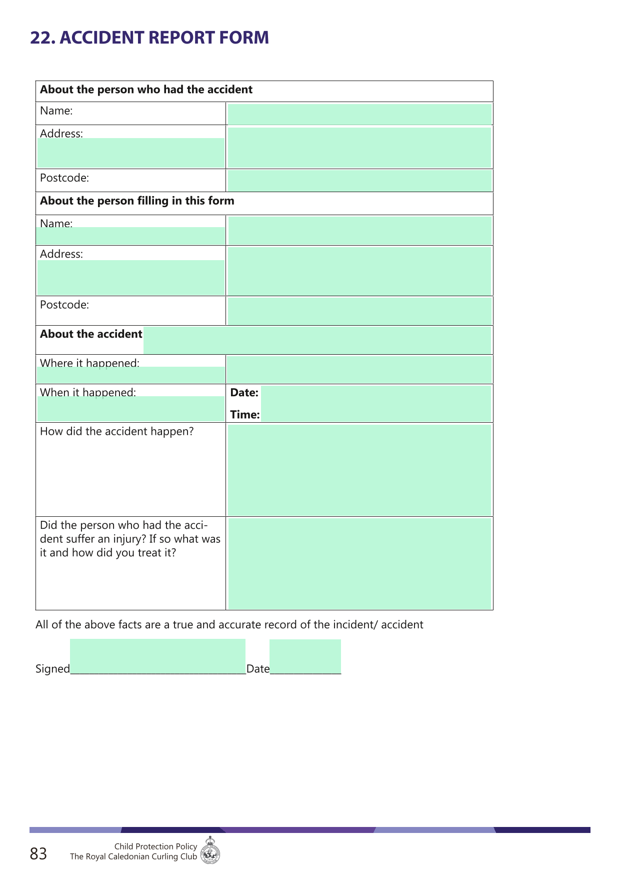 Accident Report Form screenshot