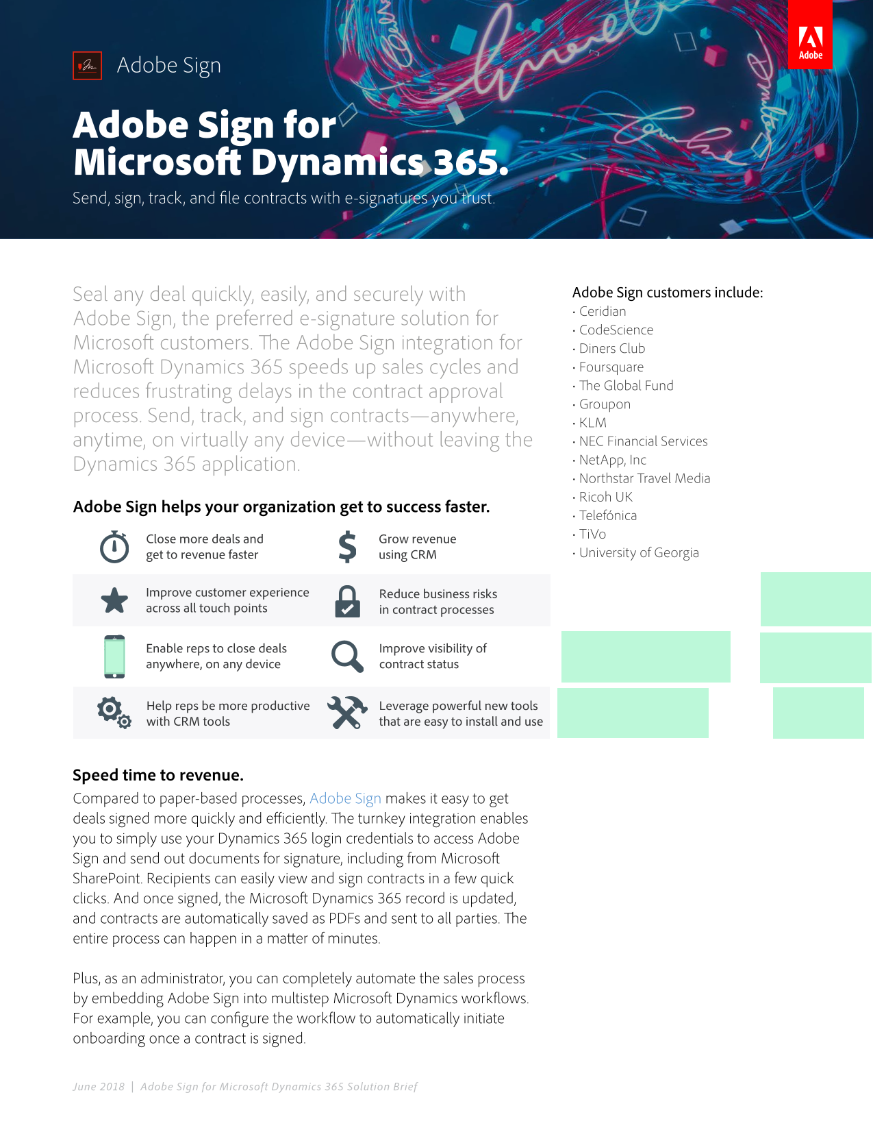 Adobe Sign For Microsoft Dynamics 365 Solution Brief screenshot