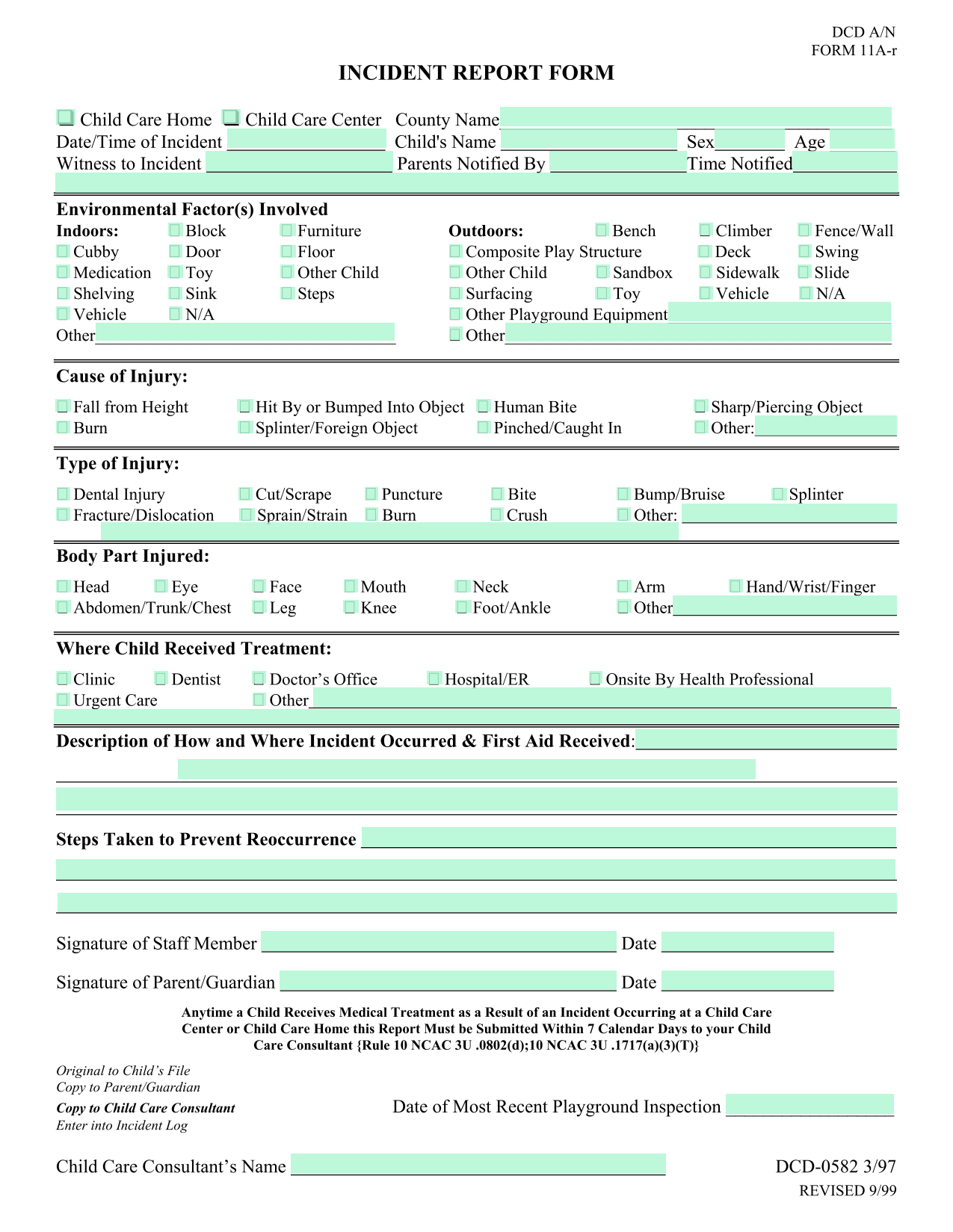 INCIDENT REPORT FORM screenshot