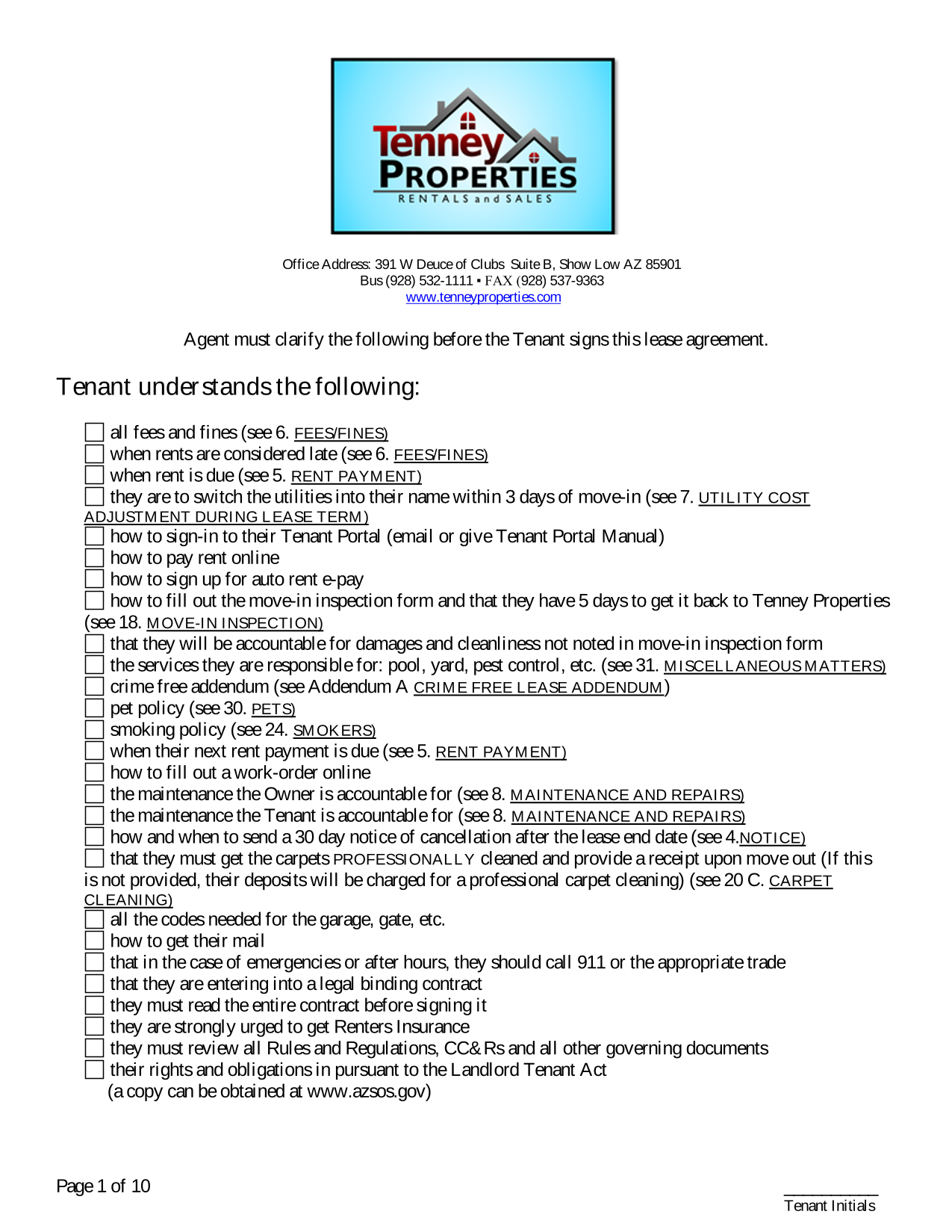 Lease Agreement screenshot