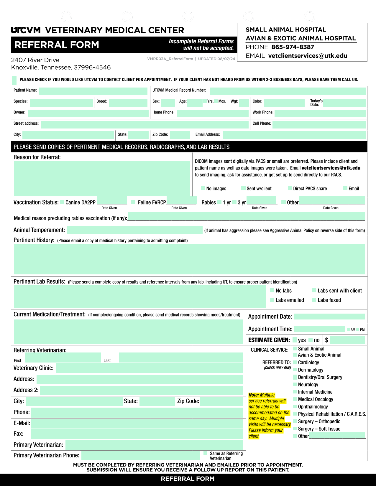 Referral Form screenshot