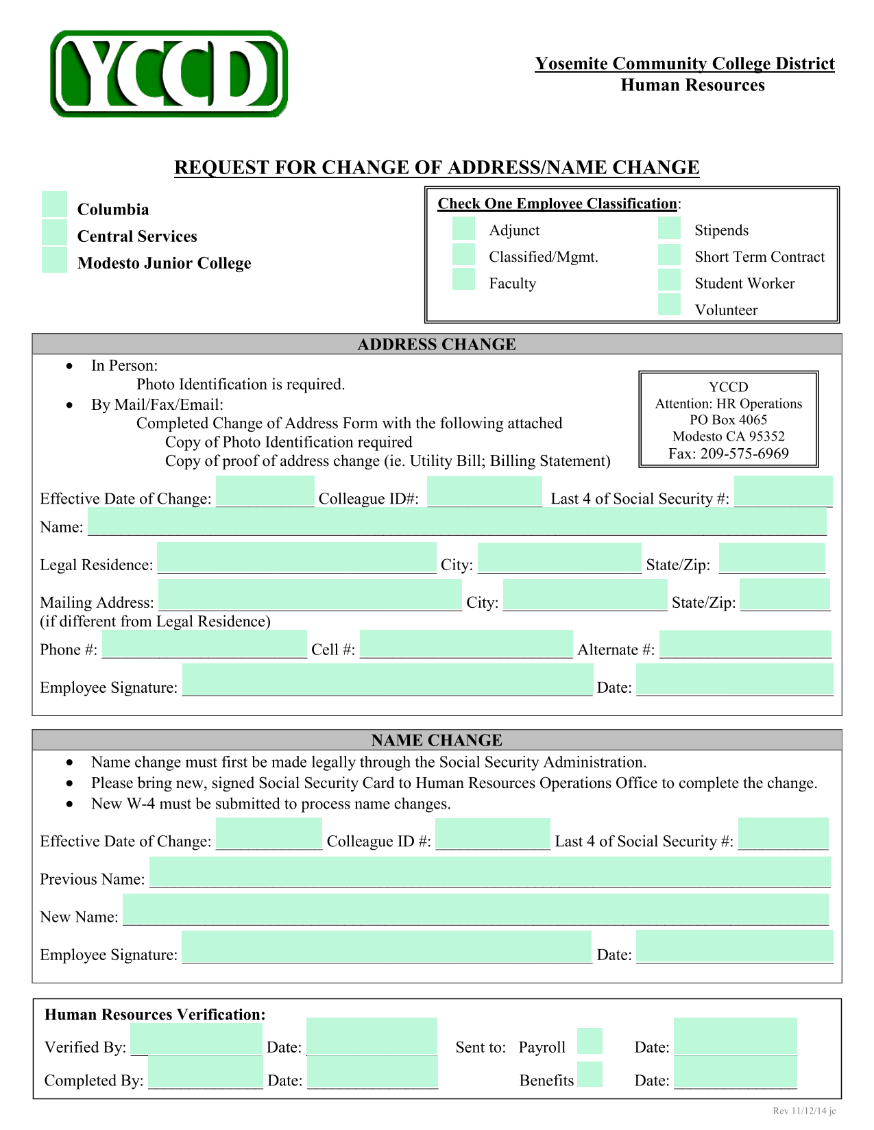 Request For Change Of AddressName Change screenshot