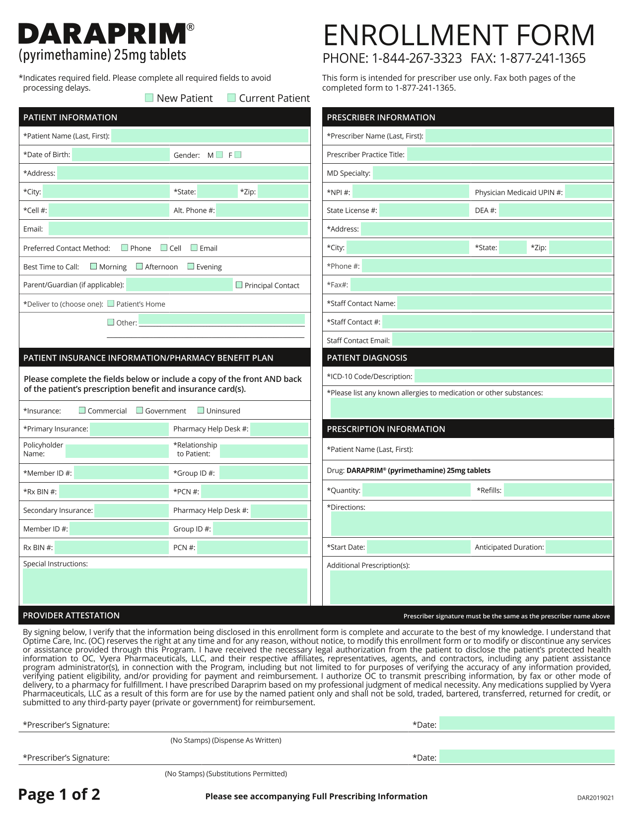 ENROLLMENT FORM screenshot