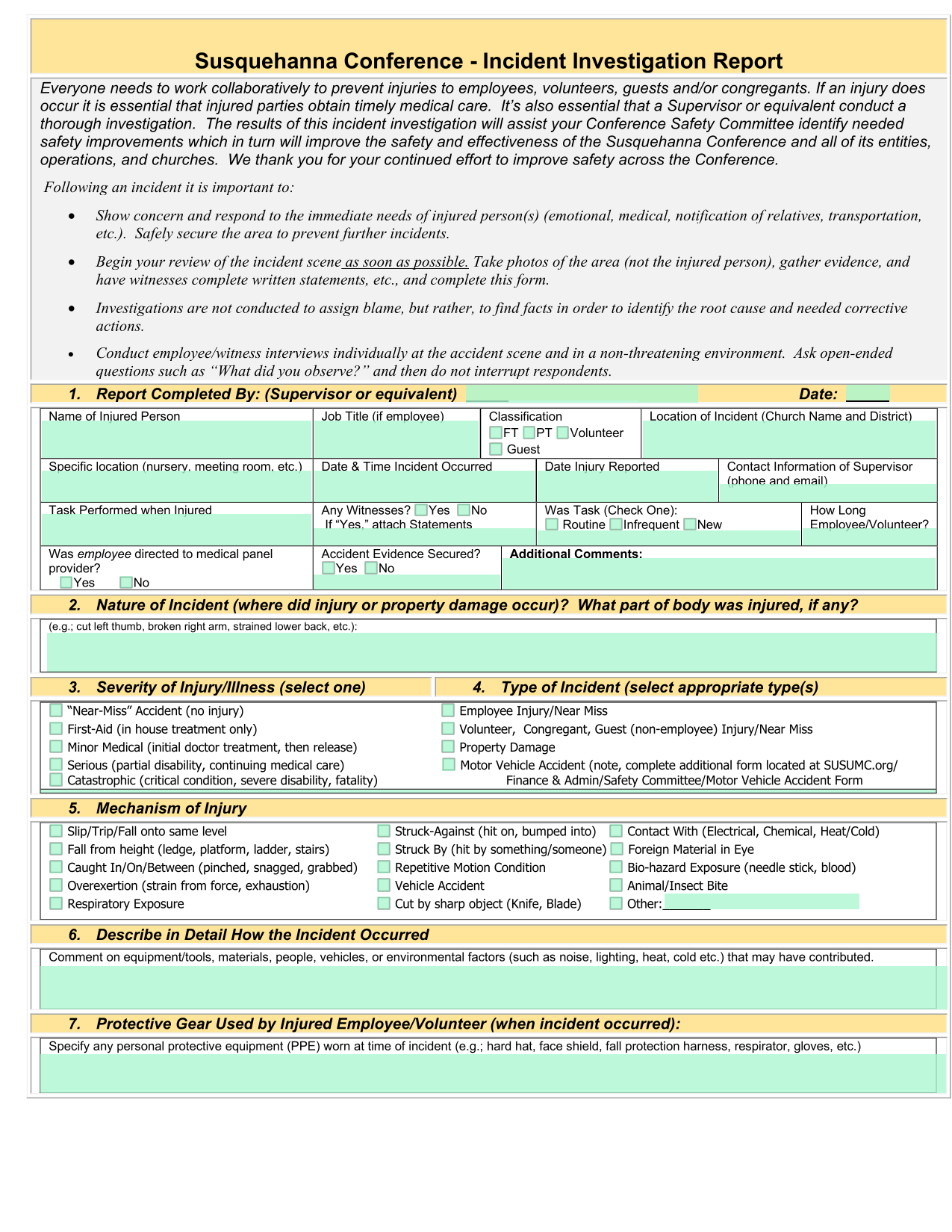 Susquehanna Conference   Incident Investigation Report screenshot