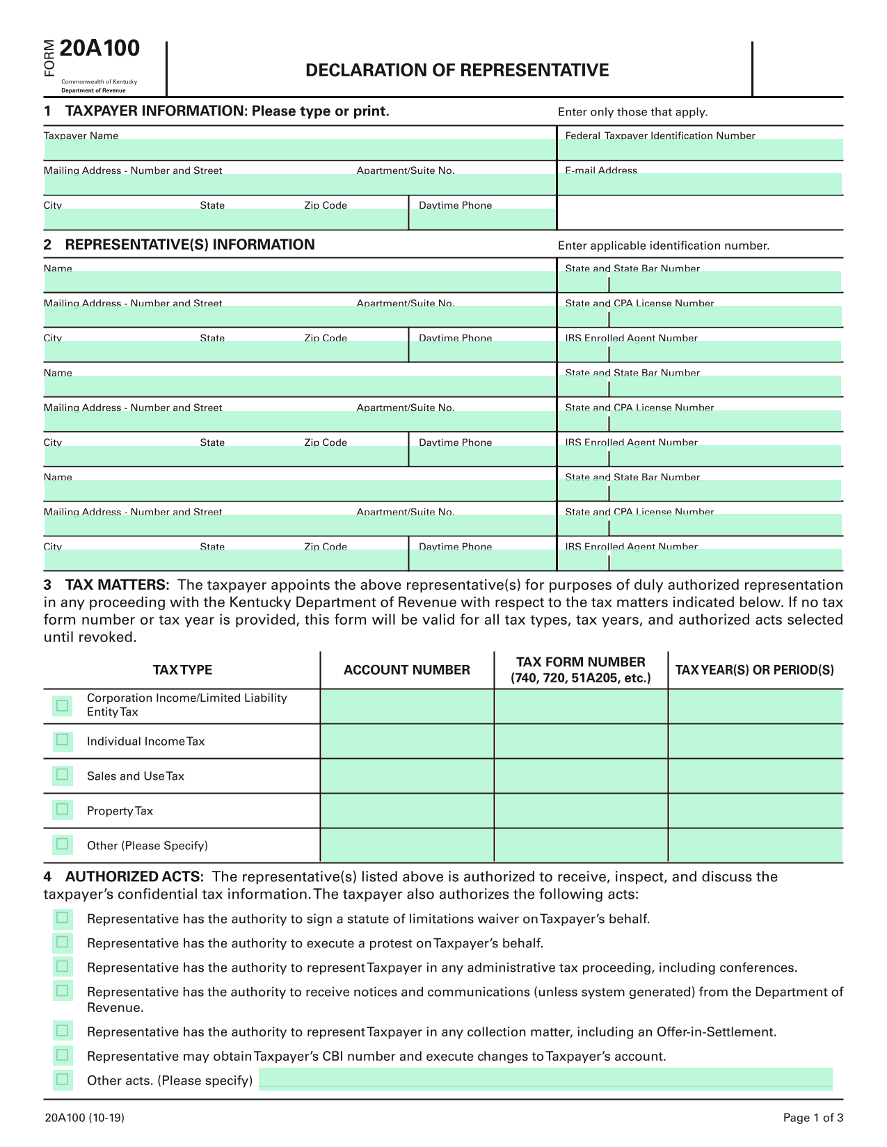 Declaration Of Representative screenshot