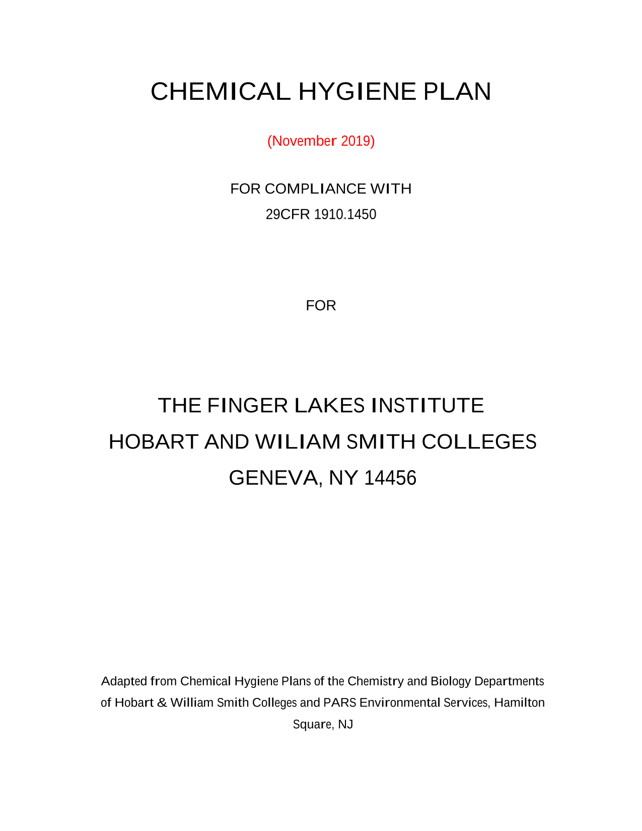 Chemical Hygiene Plan screenshot