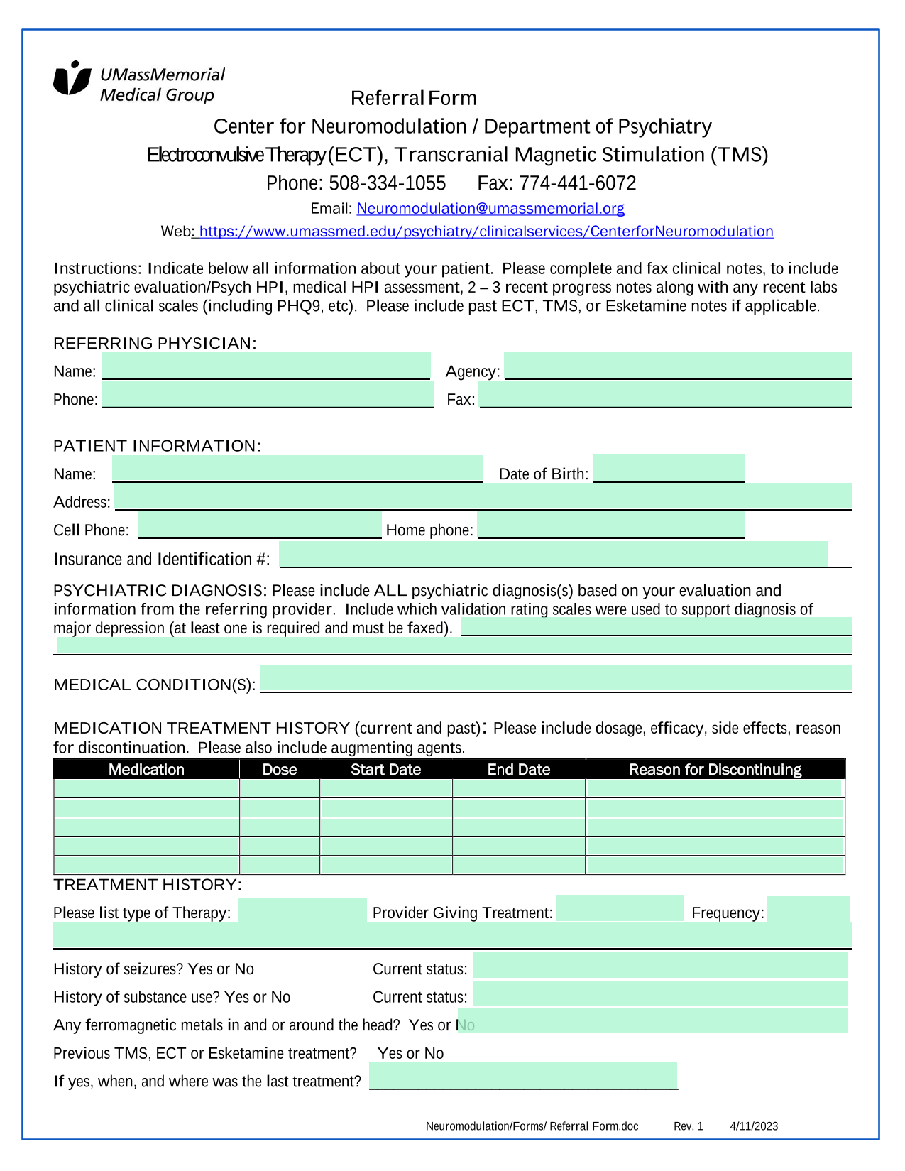 Referral Form screenshot