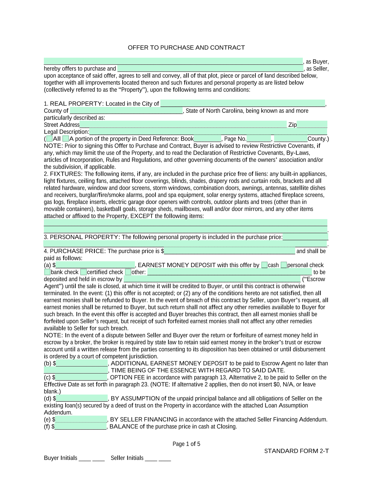 Offer To Purchase And Contract screenshot