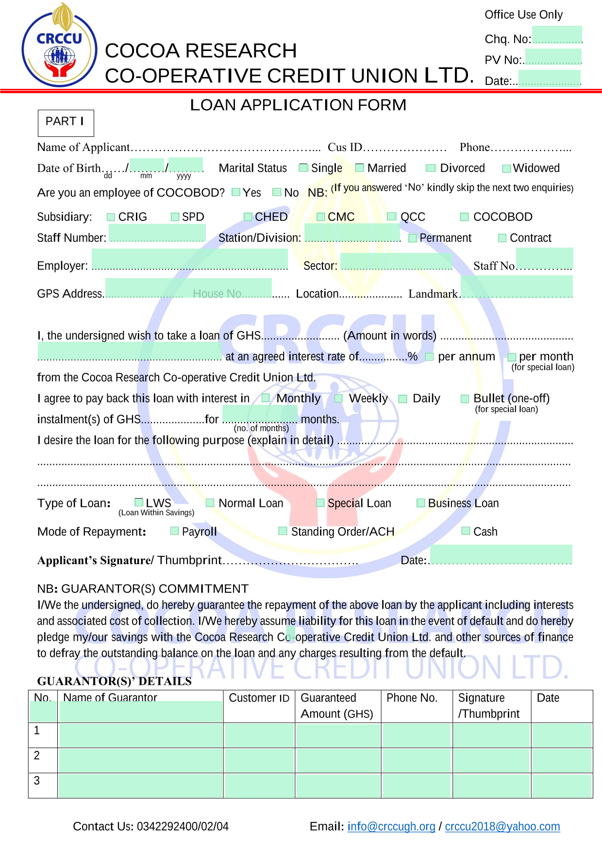 Loan Application Form screenshot