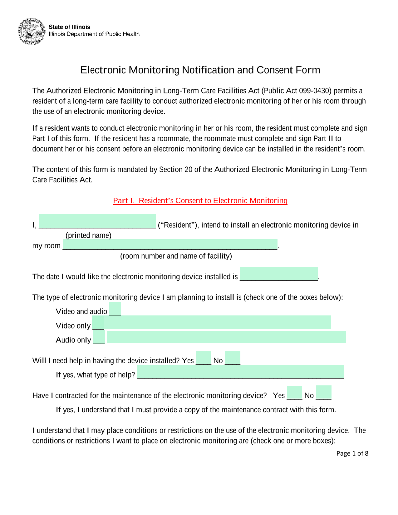 Electronic Monitoring Notification And Consent Form screenshot