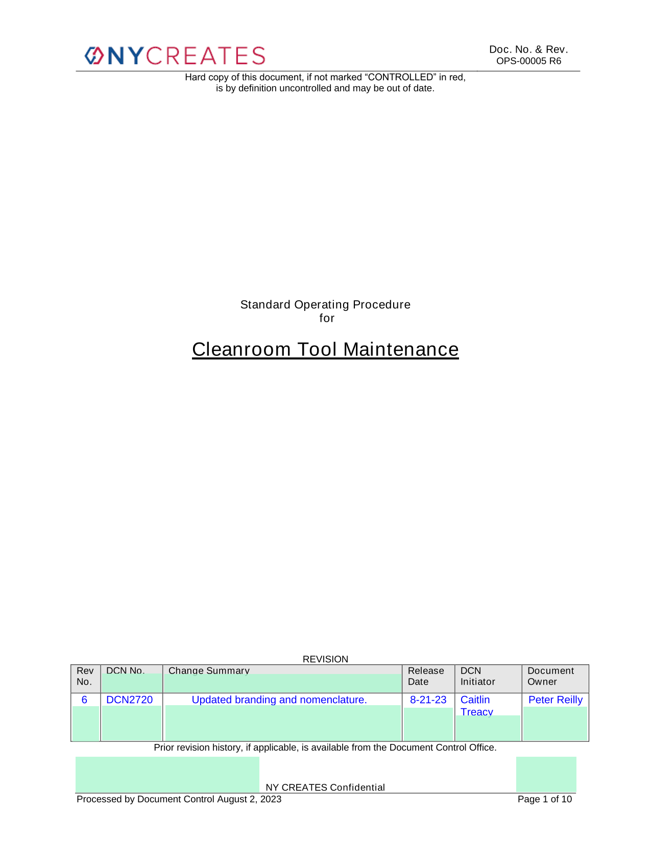 Standard Operating Procedure For Cleanroom Tool Maintenance screenshot