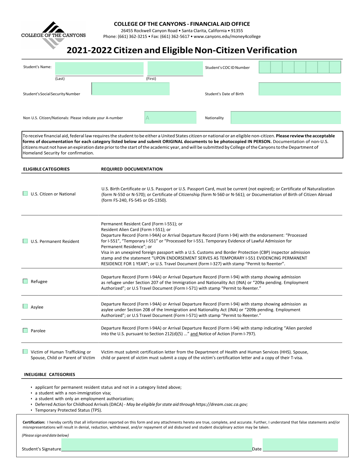 Citizen And Eligible Non Citizen Verification screenshot